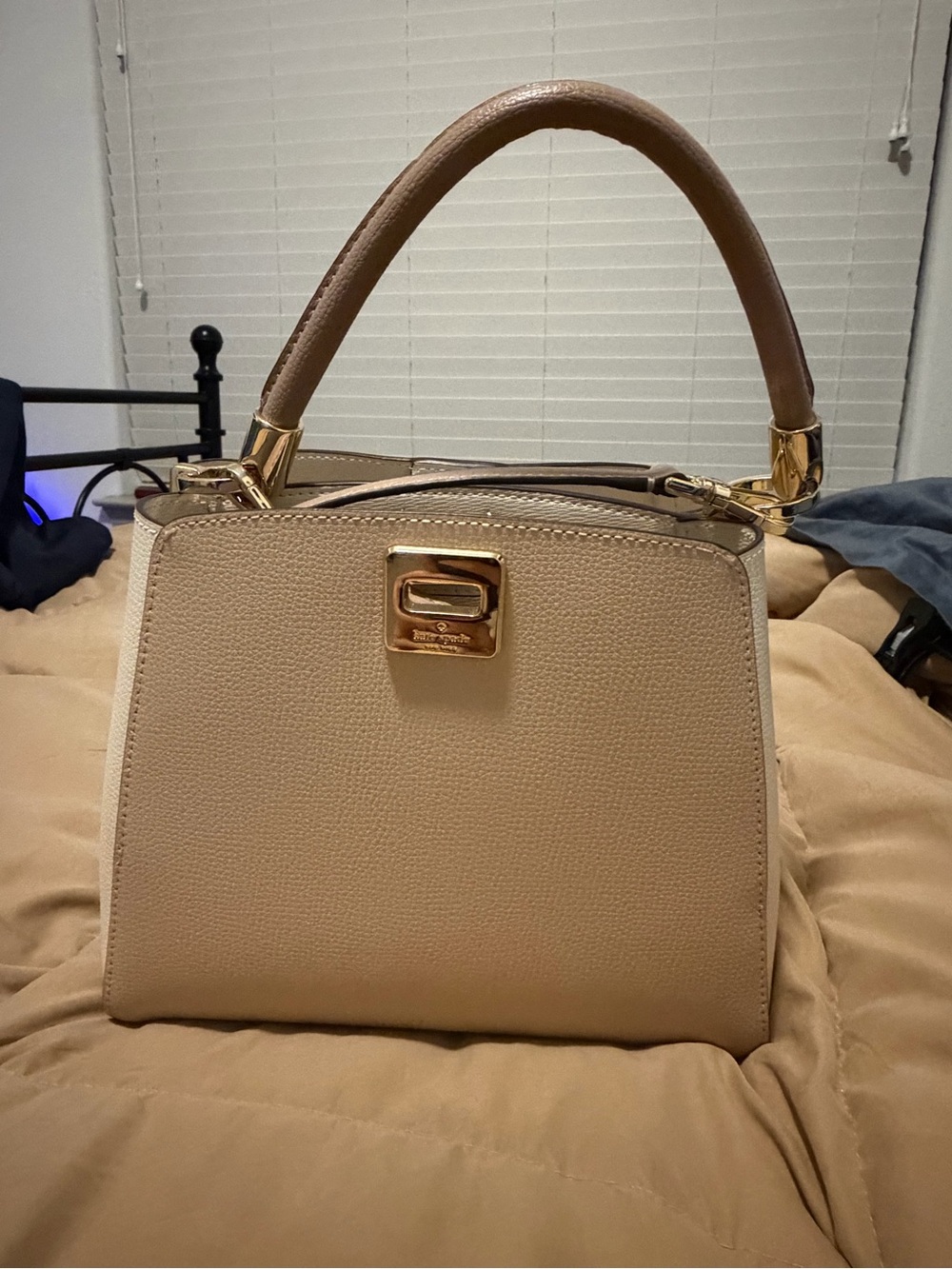 kate spade Beige Top-Handle Satchel with Gold Hardware